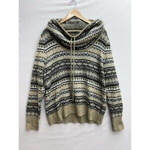 Kensie Women’s Fair Isle Cowl Tunnel Neck Sweater Geometric Pullover Large